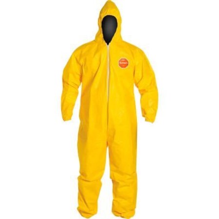 DUPONT DuPont Tychem 2000 Coverall, Hood, Elastic Wrist/Ankle, Stormflap, Bound Seam, Yellow, XL, 12/Qty QC127BYLXL001200